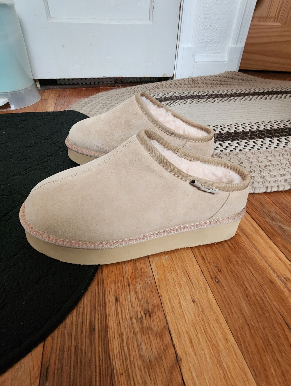 Bearpaw Caroline Suede Shearling-Lined Slip-On Mules